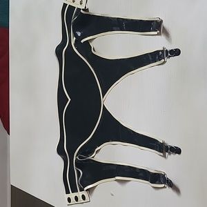 Black with white lips latex garter belt